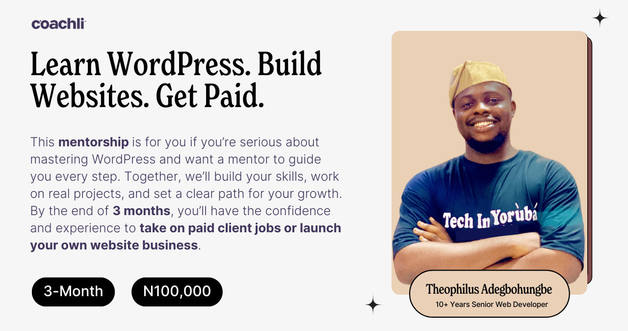 3-Month Mentorship: Learn WordPress. Build Websites. Get Paid.