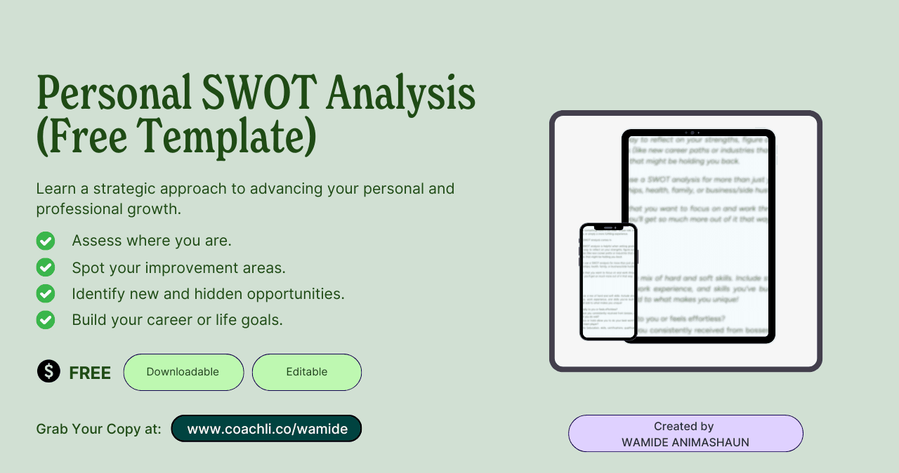 Personal SWOT Analysis Template